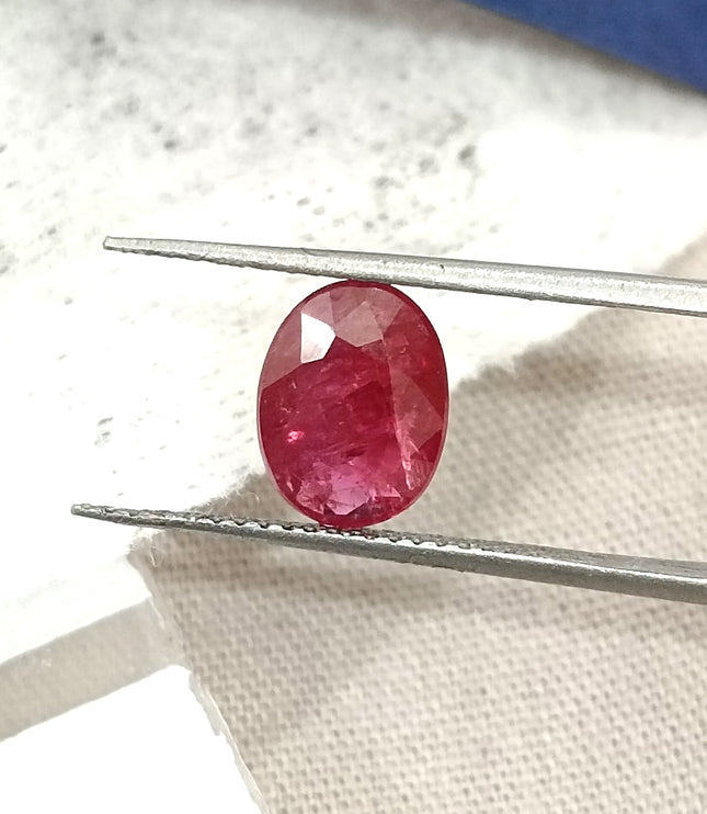 1.74ct Unheated Mozambique Ruby SGL Certified Wine Red Oval Cut Loose Gemstone
