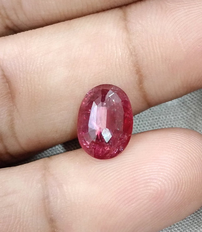 3.42ct Untreated Natural Mozambique Ruby Merlot Red Oval Cut Loose Stone