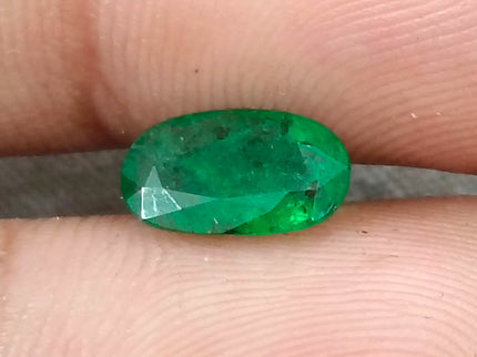 1.25ct Natural Emerald Vivid Deep Green Zambian Oval Cut Loose Gemstone