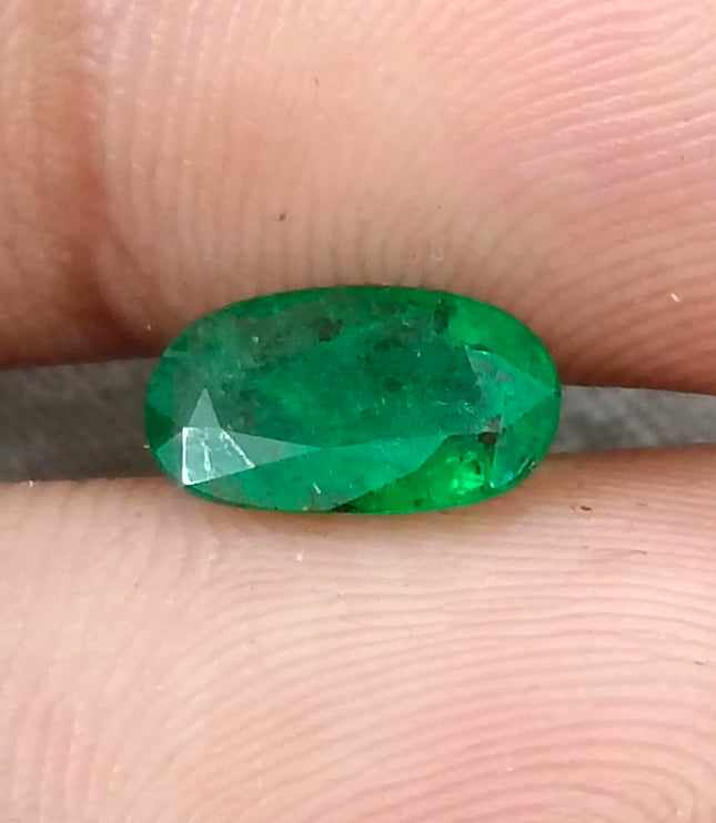 1.25ct Natural Emerald Vivid Deep Green Zambian Oval Cut Loose Gemstone