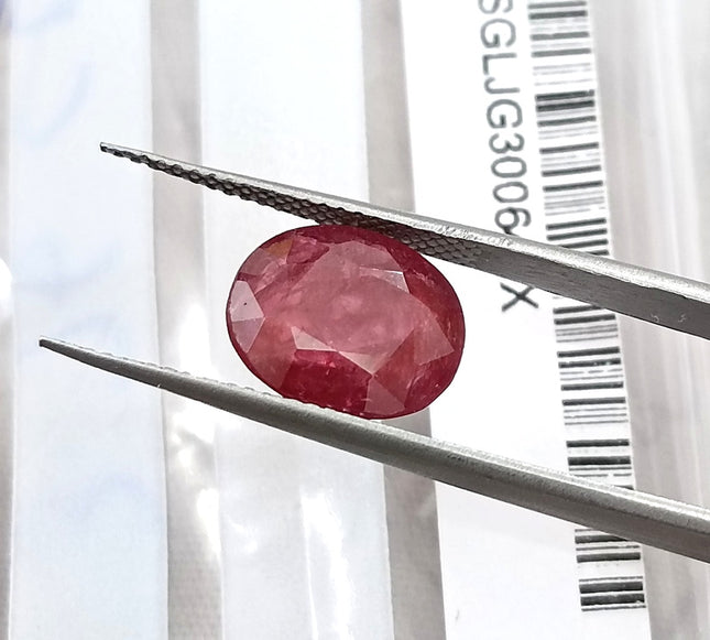3.76ct Untreated Mozambique Ruby Natural Wine Red SGL Certified Oval Cut Gemstone