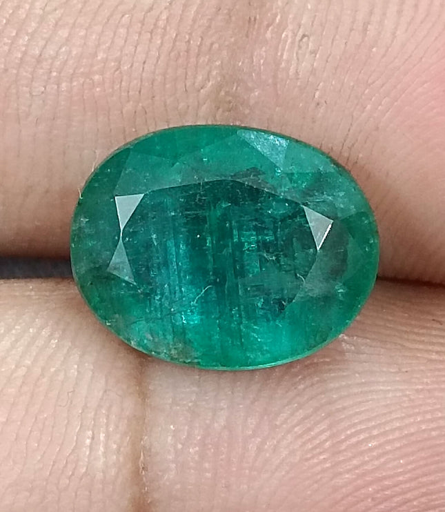 Natural Zambian Emerald 6.54ct Medium Deep Forest Green Oval Cut Big Size Gemstone