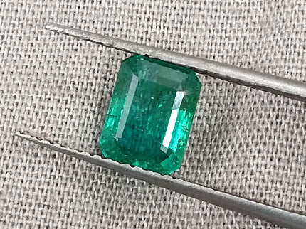 Zambian Emerald 1.27ct Quality Deep green Natural Emerald Cut Gemstone