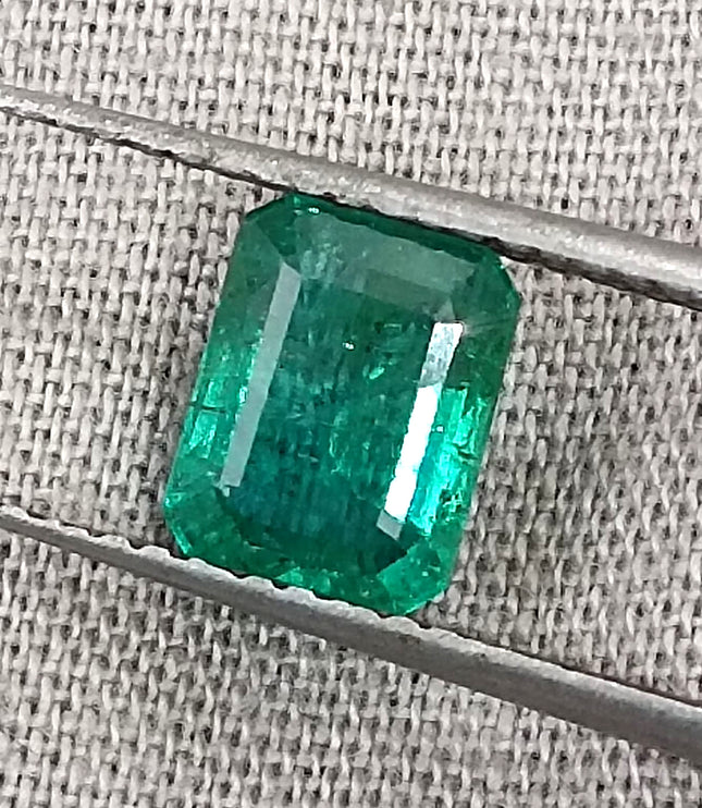 Zambian Emerald 1.27ct Quality Deep green Natural Emerald Cut Gemstone