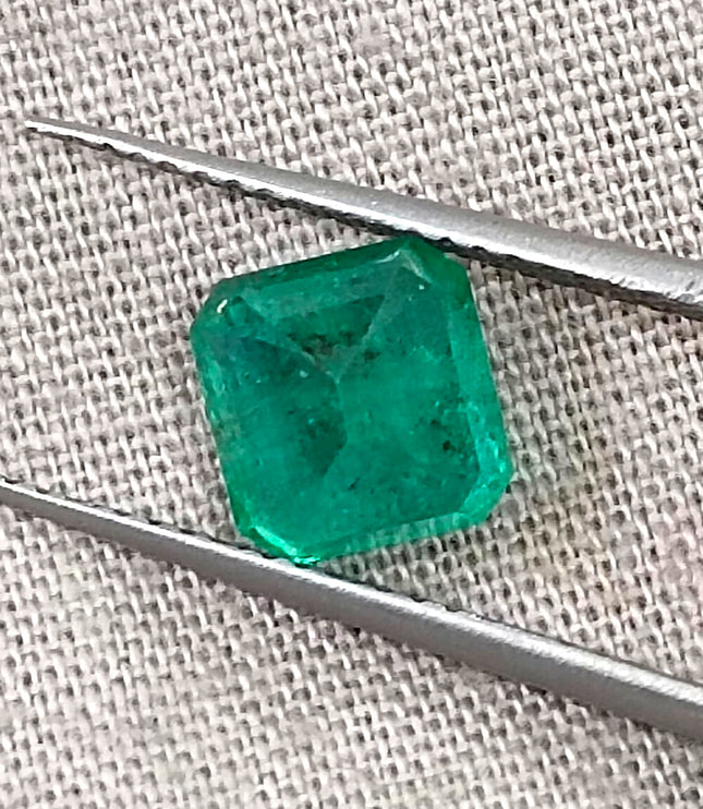 1.60ct Zambian Emerald, Natural Certified Medium Sea Green Octagon Cut Loose Gemstone