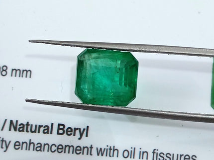 Emerald Natural 3.64ct GSI Certified Medium Deep Parrot Green Octagon Cut Loose Gemstone