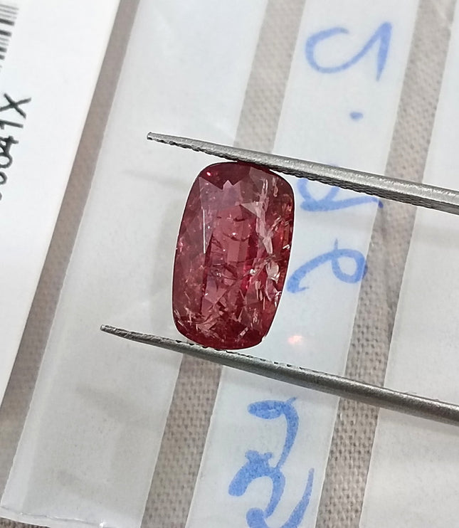 2.96ct Unheated Mozambique Ruby Rasberry Red SGL Certified Cushion Cut Loose Gemstone