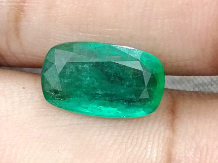Natural Emerald 3.98ct GSI Certified Deep Green Cushion Cut Loose Gemstone