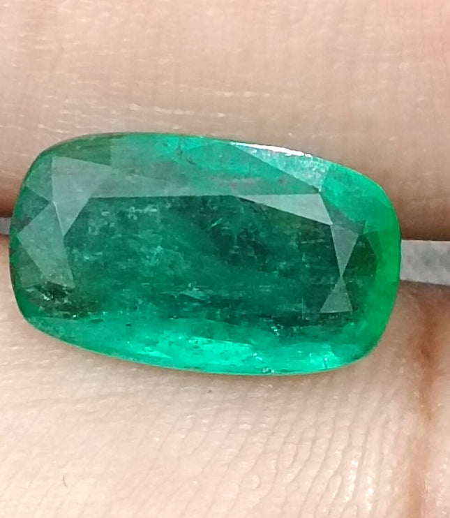 Natural Zambian Emerald 3.99ct Deep Green Cushion Cut Loose Gemstone