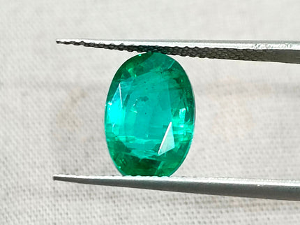 3.02ct Zambian Emerald, Certified Natural Deep Vivid Green Oval Cut Loose Gemstone