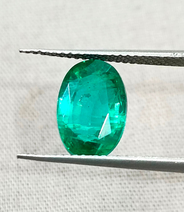 3.02ct Zambian Emerald, Certified Natural Deep Vivid Green Oval Cut Loose Gemstone