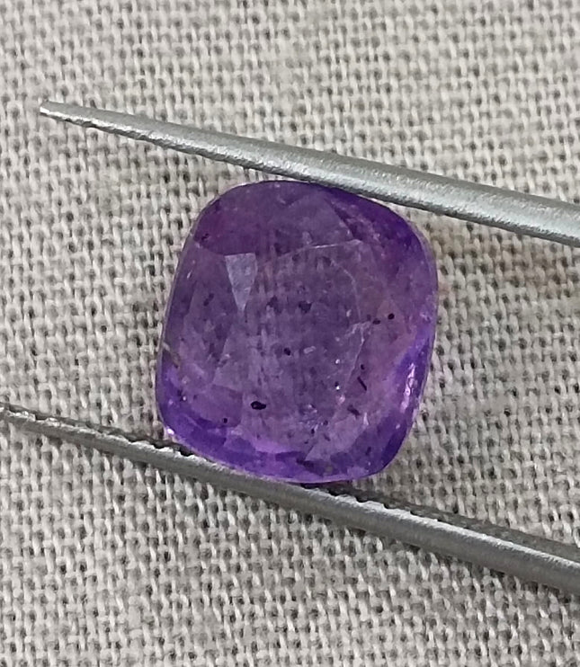 3.89ct Purple Sapphire, Certified Natural Unheated Sri Lanka Origin Cushion Cut Loose Gemstone