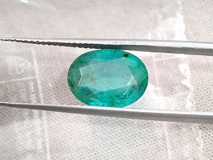 3.73ct  Emerald Natural Medium Bluish Green AGRL Certified Oval Cut Gemstone