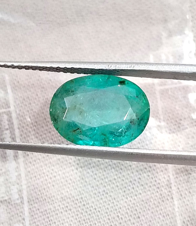 3.73ct  Emerald Natural Medium Bluish Green AGRL Certified Oval Cut Gemstone