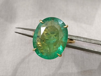 Natural Panjshir Emerald 13.36ct IGI Certified Medium Green Oval Cut Big Size Loose Stone