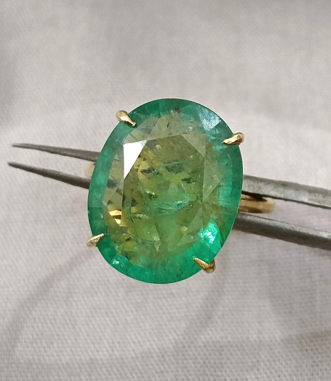 Natural Panjshir Emerald 13.36ct IGI Certified Medium Green Oval Cut Big Size Loose Stone