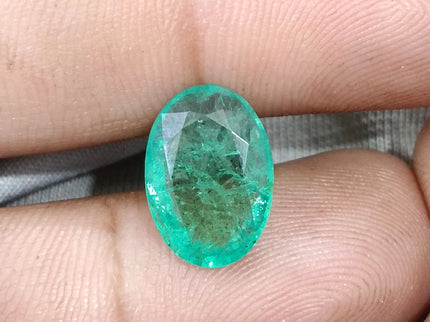 4.52ct Certified Natural Zambian Emerald Medium Green Oval Cut Loose Gemstone