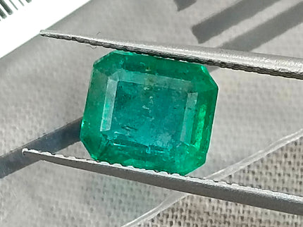 2.08ct Zambian Emerald, Certified Natural Medium Deep Green Octagon Cut Gemstone
