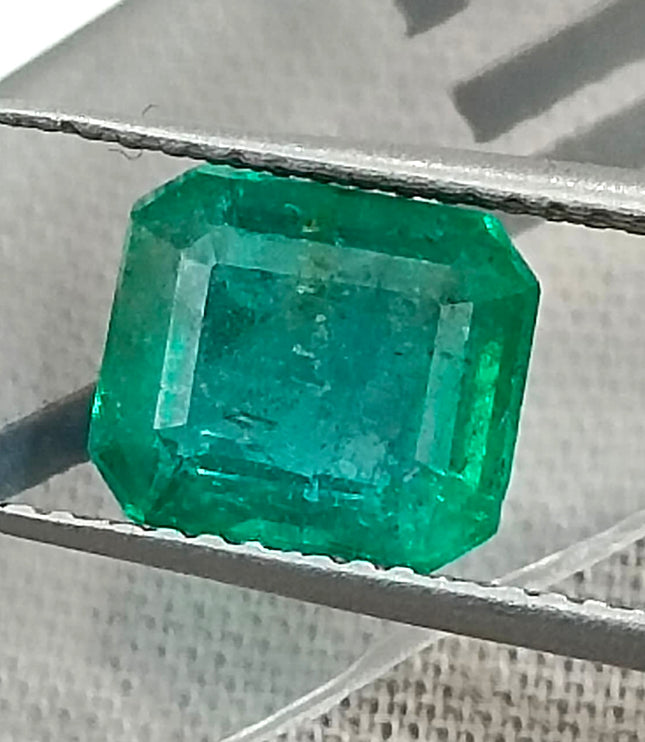 2.08ct Zambian Emerald, Certified Natural Medium Deep Green Octagon Cut Gemstone