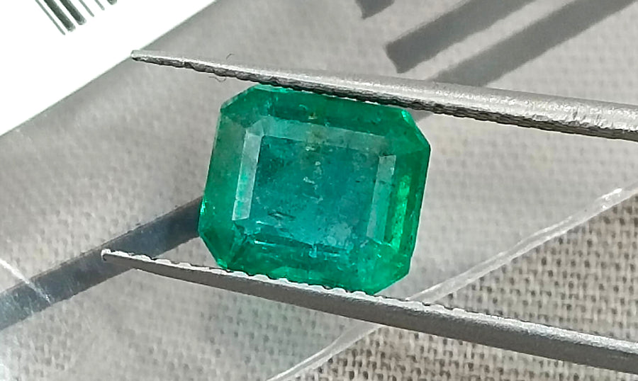 2.08ct Zambian Emerald, Certified Natural Medium Deep Green Octagon Cut Gemstone