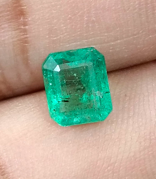 2.57ct Zambian Emerald, Pastel Green Octagon Cut Certified Natural Gemstone