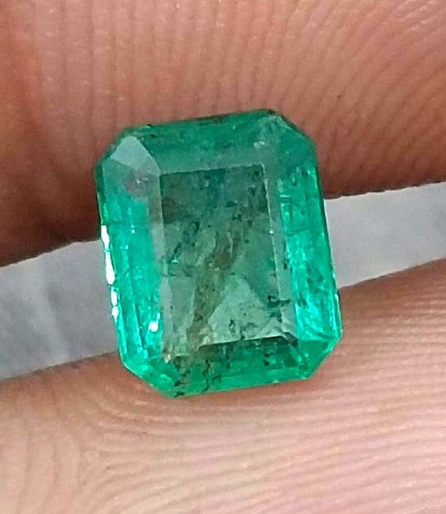 1.45ct Zambian Emerald Natural Medium Green Octagon Cut Earth Mined Gemstone
