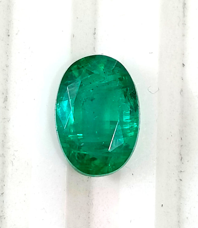 3.02ct Zambian Emerald, Certified Natural Deep Vivid Green Oval Cut Loose Gemstone