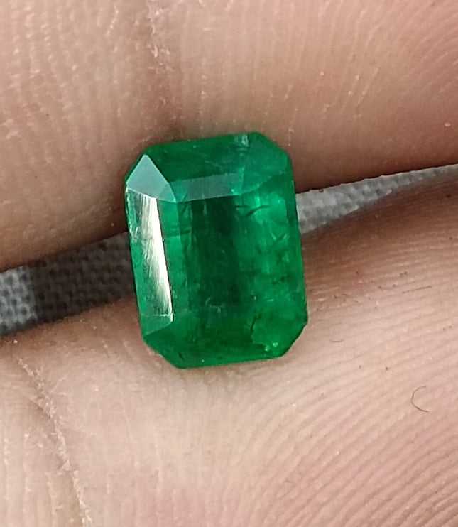Zambian 1.65ct Deep Vivid Green Certified Natural Octagon Cut Loose Stone