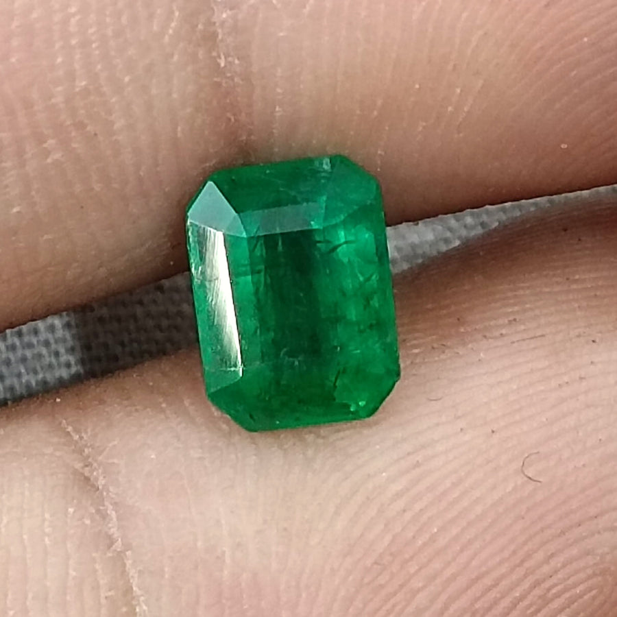 Zambian 1.65ct Deep Vivid Green Certified Natural Octagon Cut Loose Stone
