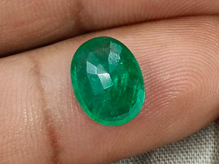 Zambian Emerald 3.05ct Medium Deep Green Oval Cut Loose Gemstone