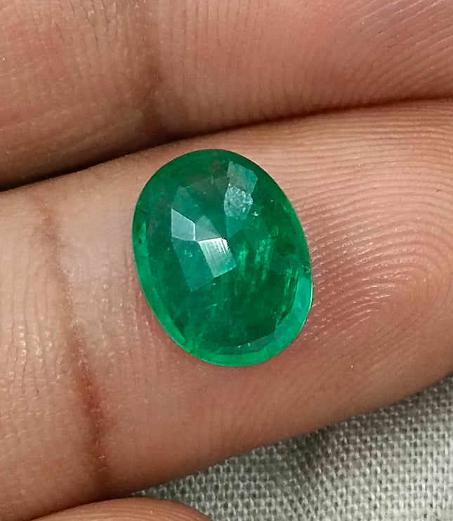 Zambian Emerald 3.05ct Medium Deep Green Oval Cut Loose Gemstone
