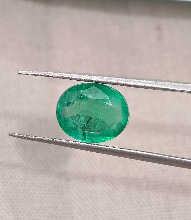 1.64ct Emerald Natural Zambia Vivid Medium Deep Green Oval Gemstone