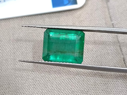Natural Emerald 3.58ct GSI Certified Medium Deep Green Octagon Cut Gemstone