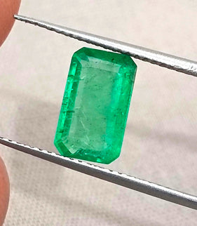 1.84ct Natural Panjshir Emerald Medium Parrot Green Octagon Gemstone