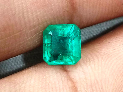 1.60ct Zambian Emerald, Natural Certified Medium Sea Green Octagon Cut Loose Gemstone