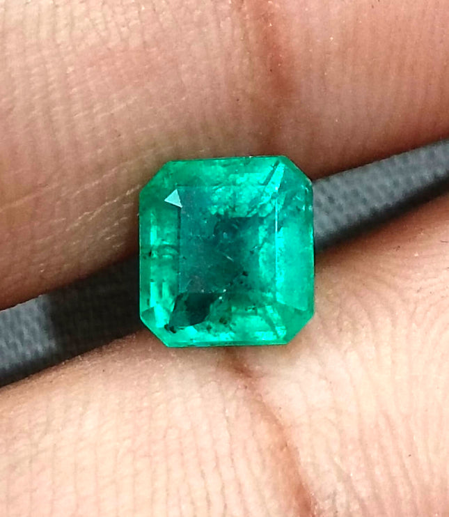 1.60ct Zambian Emerald, Natural Certified Medium Sea Green Octagon Cut Loose Gemstone