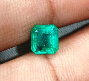 1.60ct Zambian Emerald, Natural Certified Medium Sea Green Octagon Cut Loose Gemstone