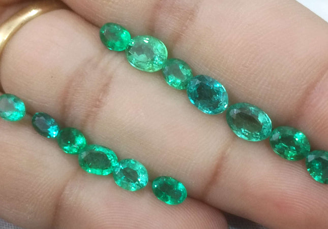 8.40ct Medium Light to Vivid Green Zambian Emerald Parcel Minor Oiled Loose Gemstones