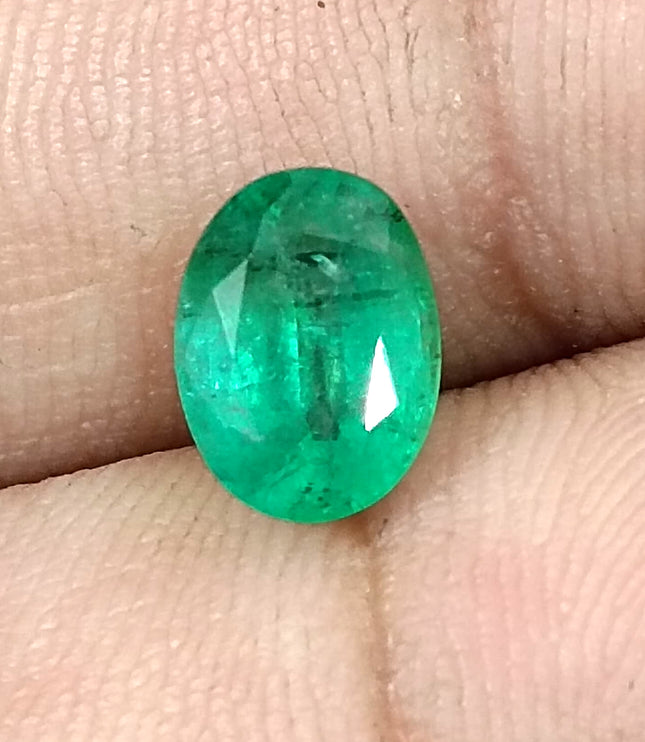 Zambian Emerald 1.82ct Certified Natural Medium Sea Green Oval Cut Loose Gemstone
