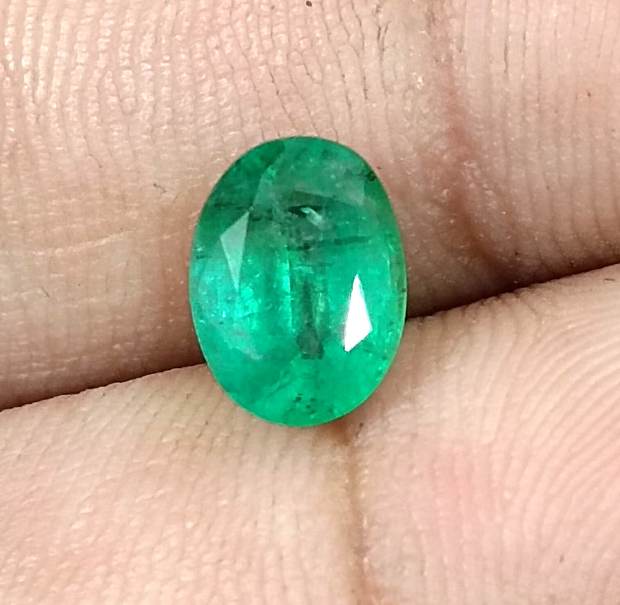 Zambian Emerald 1.82ct Certified Natural Medium Sea Green Oval Cut Loose Gemstone
