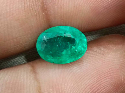 3.13ct Bright Sea Green Natural Emerald Zambia Minor Oiled Oval Cut SGL Certified Gemstone