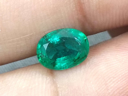 1.76ct Natural Emerald GSI Certified Deep Green Zambian Oval Cut Stone