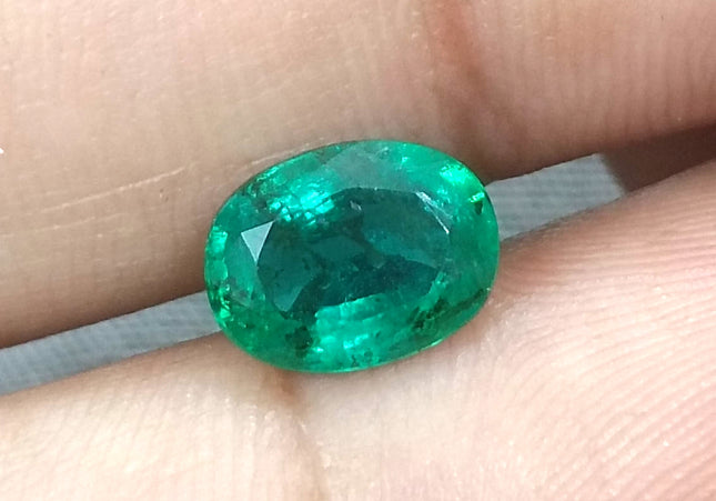 GSI USA Certified 1.76ct Deep Green Zambian Emerald Minor Oiled Loose Gemstone
