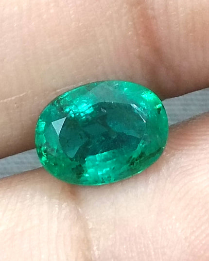 GSI USA Certified 1.76ct Deep Green Zambian Emerald Minor Oiled Loose Gemstone