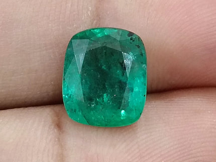 Zambian Emerald 4.25ct Natural Medium Deep Green Cushion Cut Stone