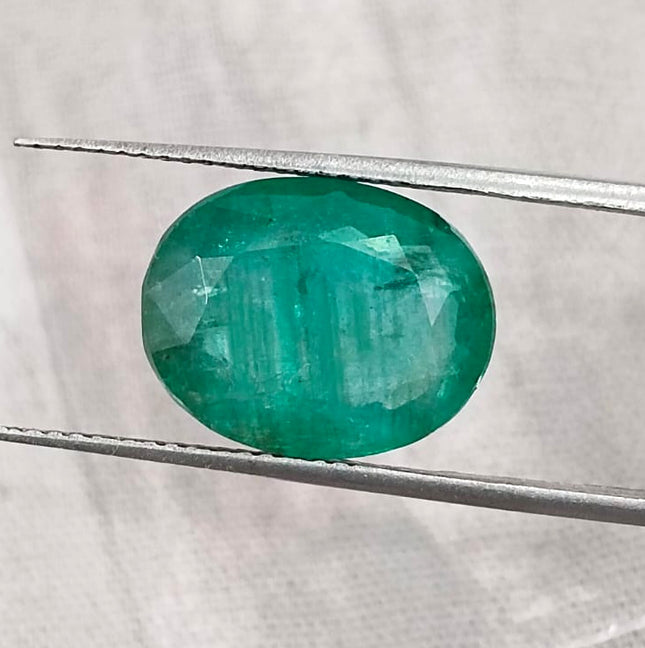 Natural Zambian Emerald 6.54ct Medium Deep Forest Green Oval Cut Big Size Gemstone