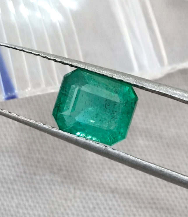 Zambian Emerald 1.80ct Certified Natural Medium Deep Green Octagon Cut Gemstone