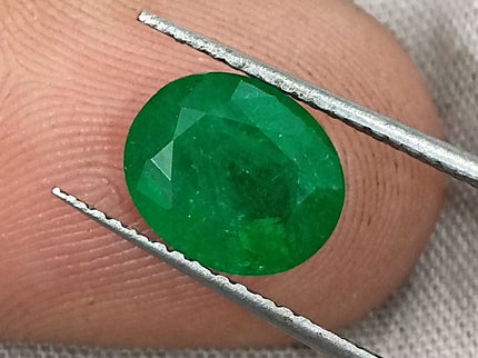 Vivid Green 1.95ct Zambian Emerald, Certified Natural Oval Cut Loose Stone