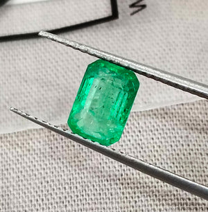 GSI Certified 1.37ct Panjshir Emerald Medium Intense Green Natural Earth Mined Gemstone