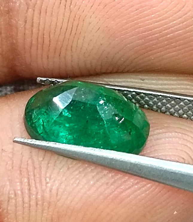 3.24ct Vivid Green Zambian Emerald, Certified Natural Oval Cut Loose Gemstone